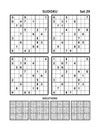Four sudoku games with answers of medium level. Set 29. Royalty Free Stock Photo